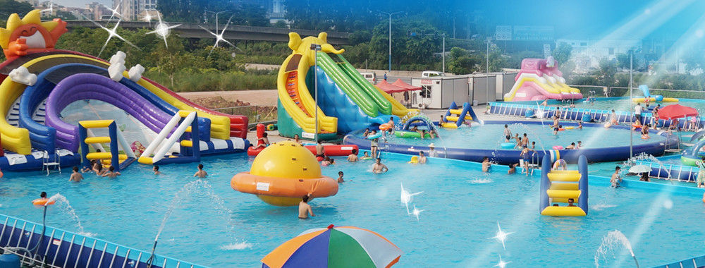 Inflatable Land Park Experience: The inflatable water slide takes you into a magical water world