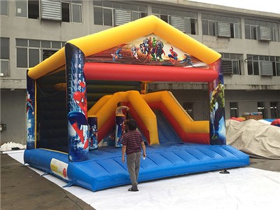 Crazy Jumping Superhero Bouncy Castle With Slide By-At-048