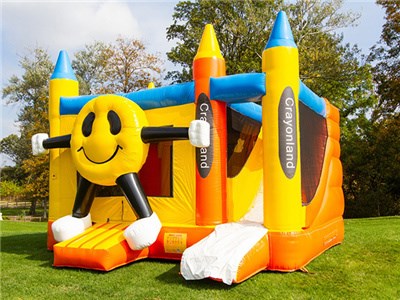 Happy Face Dry Inflatable Combo,Castle Bounce House With Slide BY-IC-026