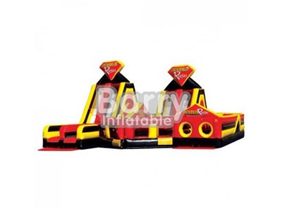Cheap double rush slide inflatable obstacle course for adult and kids BY-OC-070