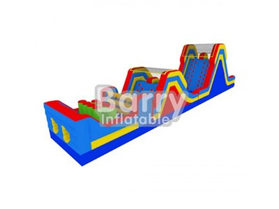 Commercial cheap air inflatable obstacle course equipment with double slide BY-OC-043