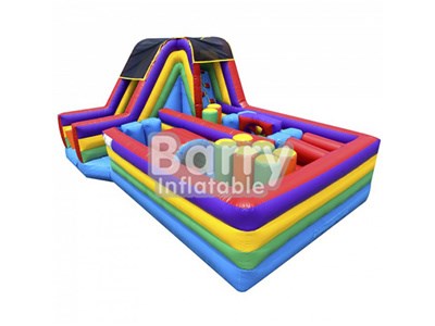 Hot factory price inflatable obstacle course with slide for rental business BY-OC-066