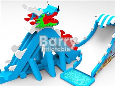 Blue Giant Children Inflatable Water Slide , Large Dragon Slide China  BY-GS-025