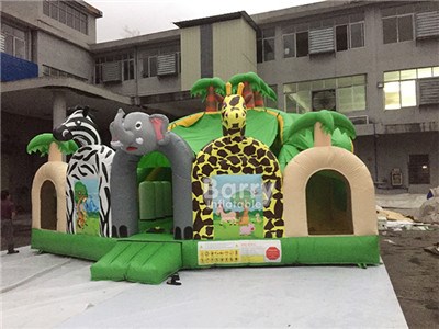 Customized animal themes commercial plam tree inflatable playground BY-IP-097