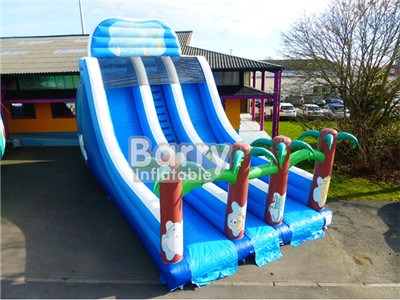 Blue Seaworld Inflatable Slide With Plam Tree BY-DS-120